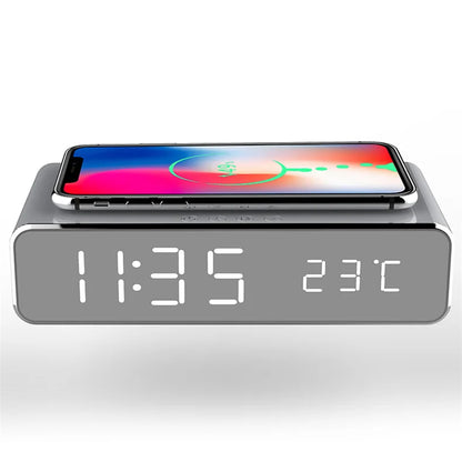 Wireless Charger Time Alarm Clock LED