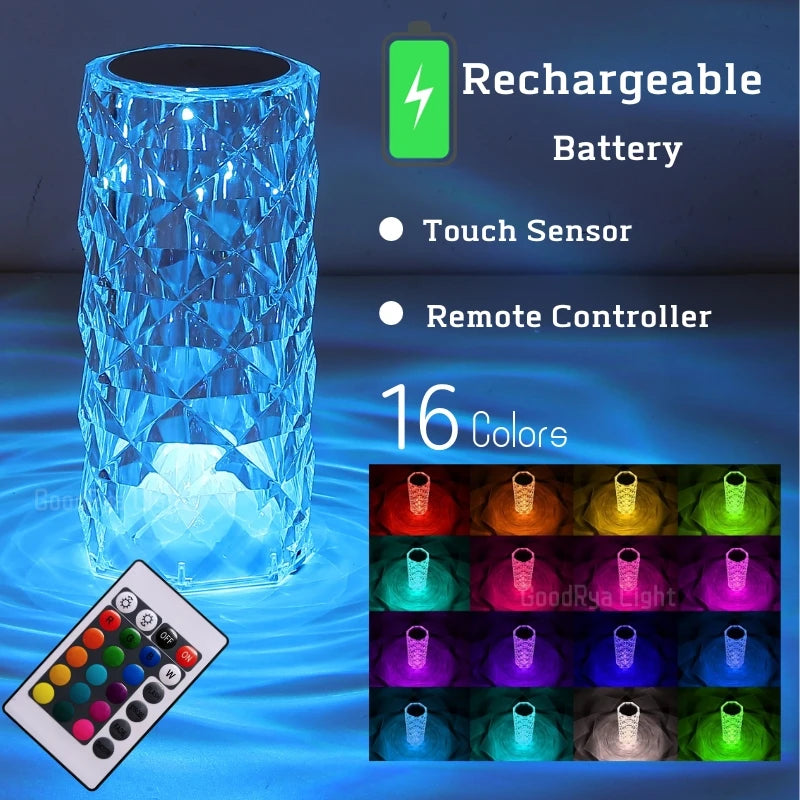 3/16 Colour LED Crystal Table Touch Lamp