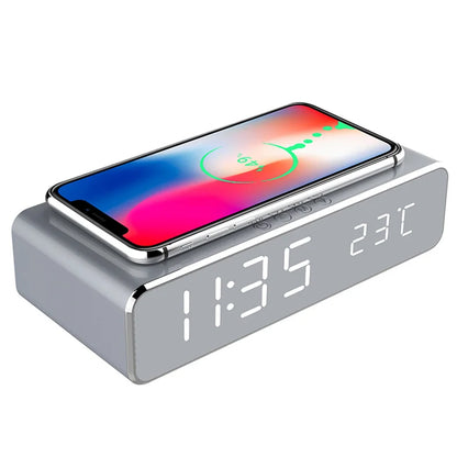 Wireless Charger Time Alarm Clock LED