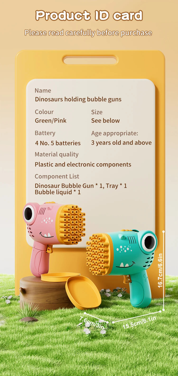 Dinosaur Bubble Gun Handheld Fully Automatic