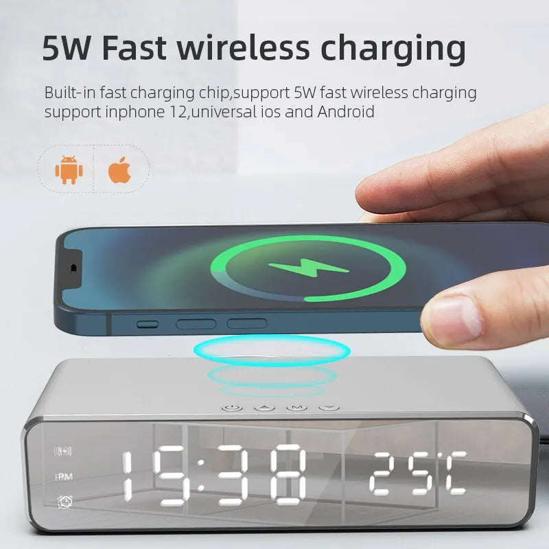 Wireless Charger Time Alarm Clock LED