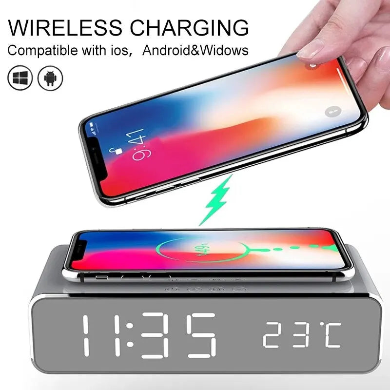 Wireless Charger Time Alarm Clock LED