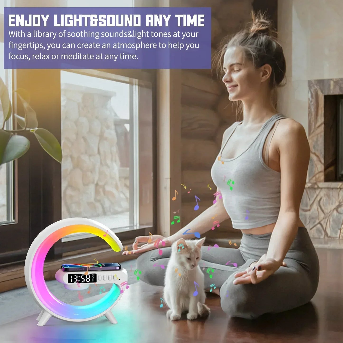 Multifunction Wireless Charger Stand Pad RGB Light Alarm Clock