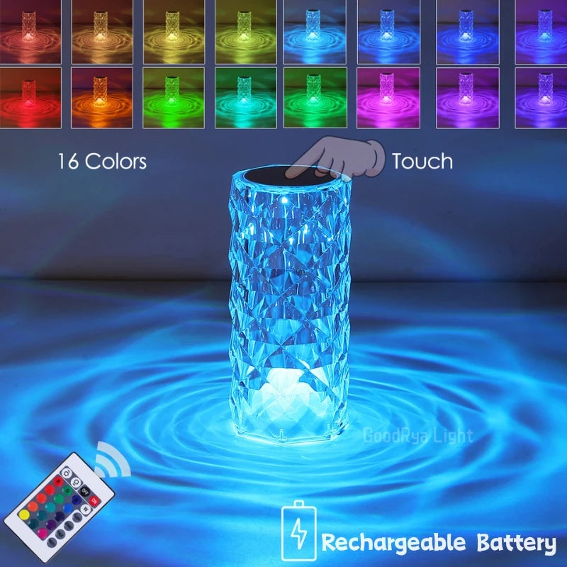 3/16 Colour LED Crystal Table Touch Lamp