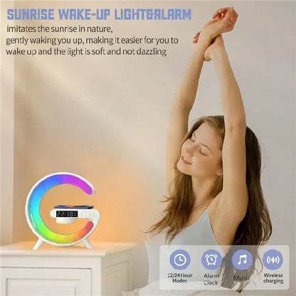 Multifunction Wireless Charger Stand Pad RGB Light Alarm Clock