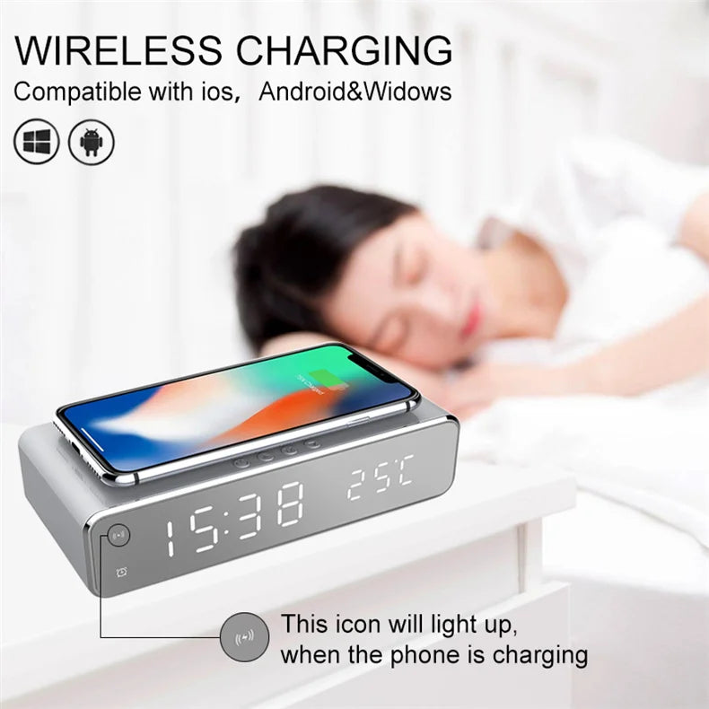 Wireless Charger Time Alarm Clock LED