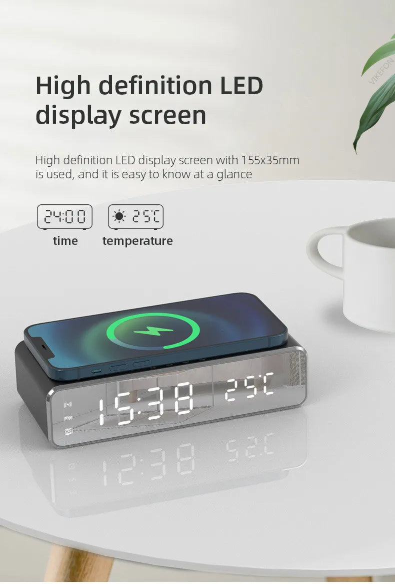 Wireless Charger Time Alarm Clock LED