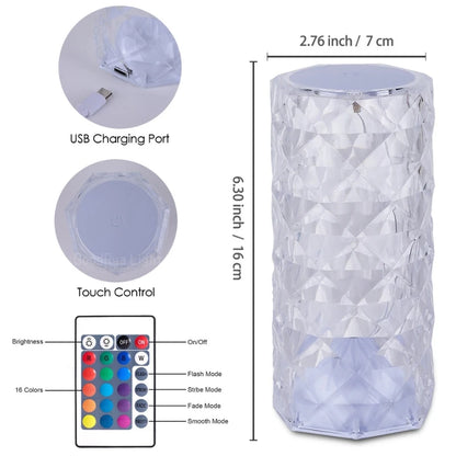 3/16 Colour LED Crystal Table Touch Lamp