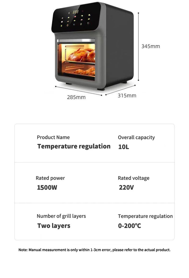 10L Large Capacity Electric Air Fryers Oil-free