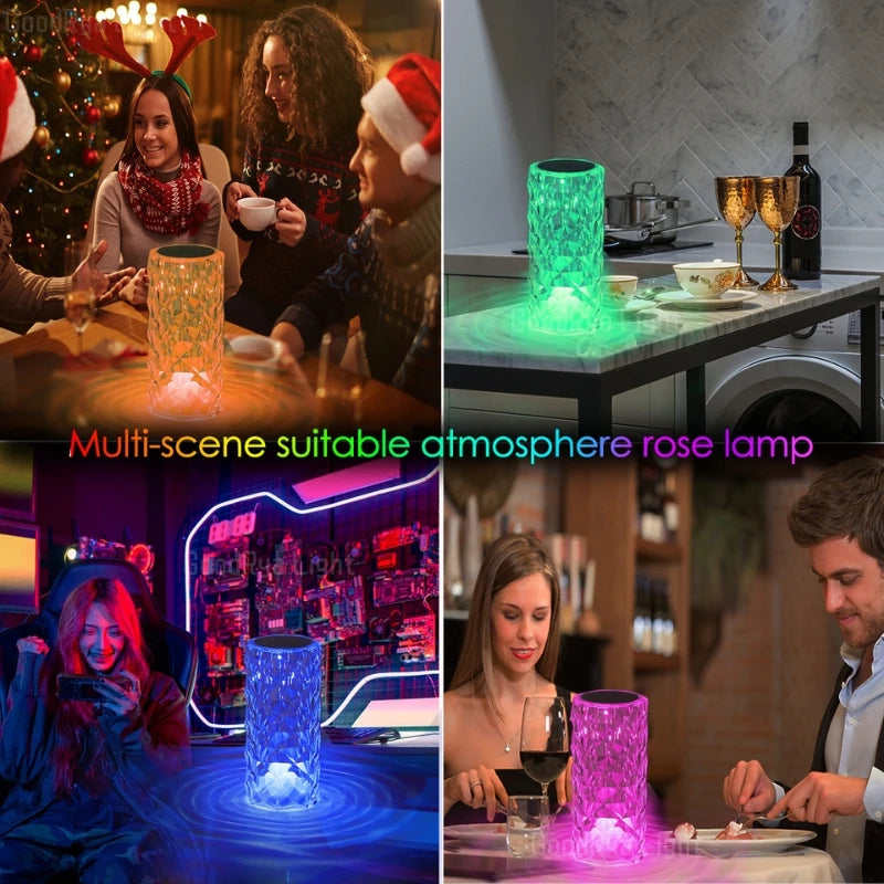 3/16 Colour LED Crystal Table Touch Lamp