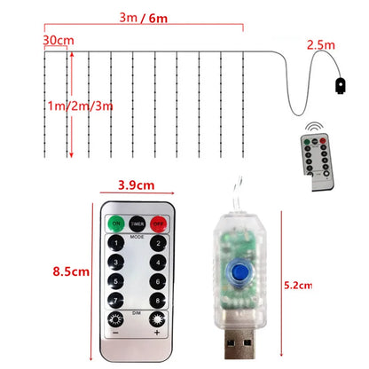 3M LED Curtain Garland on The Window USB String