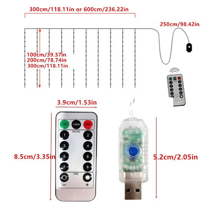 3M LED Curtain Garland on The Window USB String