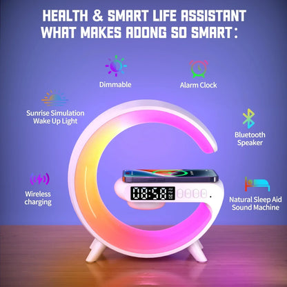 Multifunction Wireless Charger Stand Pad RGB Light Alarm Clock